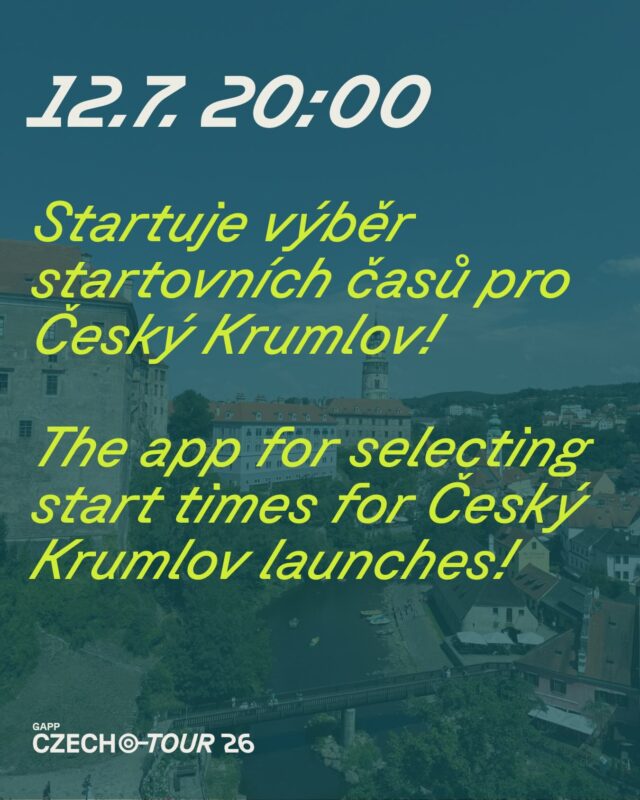 Výběr startovních časů pro Český Krumlov startuje 12. července!☀️ Chceš mít Krumlov bez turistů? Chceš stihnout svěťák? Chceš zkoordinovat startovku celé rodiny? Nebo máš radši večerní starty? Aby sis mohl vybrat, připravili jsme pro závod v Českém Krumlově aplikaci na výběr startovních časů. Více informací k celému procesu najdeš ve článku na našich stránkách: https://o-tour.cz/cs/2026/07/vyber-startovnich-casu-pro-cesky-krumlov-startuje-12-cervence/

The app for selecting start times for Český Krumlov launches on 12 July!☀️ Do you want to experience Krumlov without tourists? Do you want to cheer to the World Cup Qualification race? Do you want to coordinate start times for the whole family? Or do you prefer evening starts? To help you choose, we’ve created an app for selecting start times for the race in Český Krumlov. More information about the whole process on our website: https://o-tour.cz/en/2026/07/the-app-for-selecting-start-times-for-cesky-krumlov-launches-on-12-july/